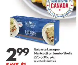 Longo's Lasagne, Manicotti or Jumbo Shells offer