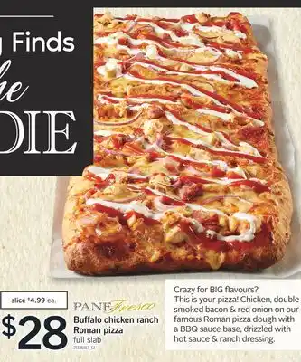 Fortinos Buffalo chicken ranch Roman pizza offer