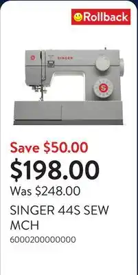 Walmart SINGER 44S SEW MCH offer