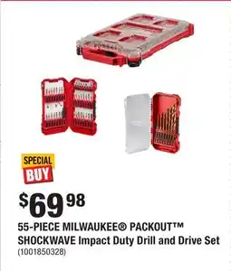 Home Depot 55-PIECE MILWAUKEE PACKOUT SHOCKWAVE Impact Duty Drill and Drive Set offer