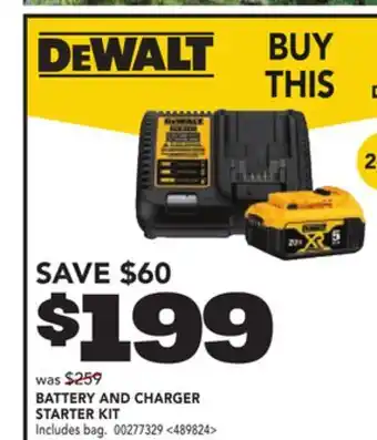 RONA DEWALT BATTERY AND CHARGER STARTER KIT offer