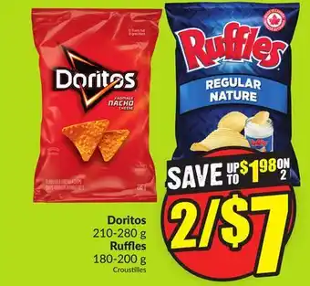 FreshCo Doritos 210-280 g Ruffles 180-200 g offer