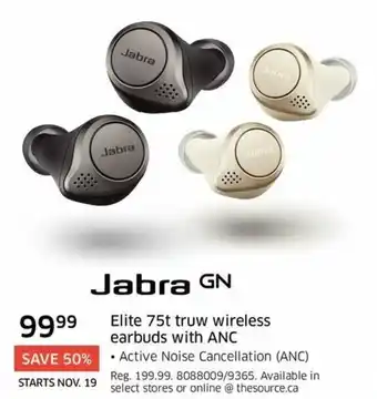 The Source Elite 75t truw wireless earbuds with ANC offer