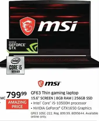 The Source GF63 thin gaming laptop 15.6" offer