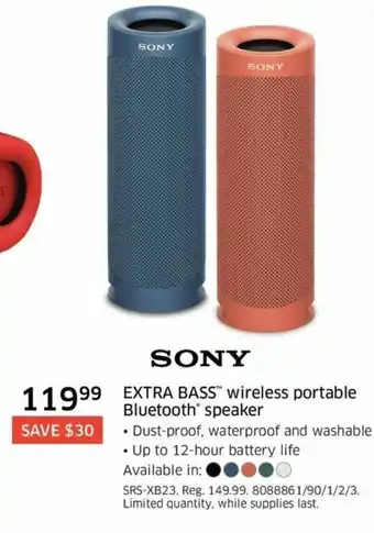 The Source EXTRA BASS" wireless portable bluetooth speaker offer