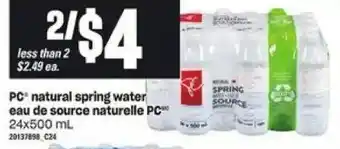 Loblaws PC natural spring water eau de source naturelle PC offer