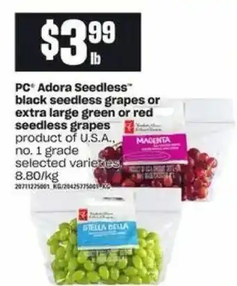 Loblaws PC adora seedless black seedless grapes offer