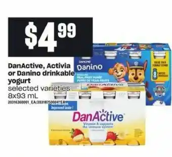 Loblaws Danactive, activia or danino drinkable yogurt offer