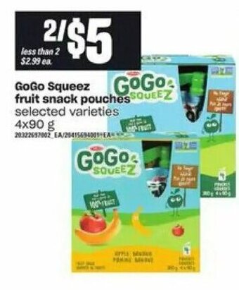 Loblaws Gogo squeez fruit snack pouches offer
