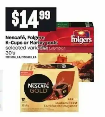 Loblaws Nescafé, folgers k-cups or marley pods offer