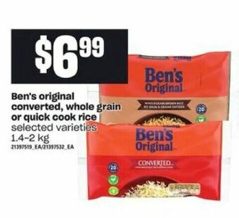 Loblaws Ben's original converted, whole grain or quick cook rice offer