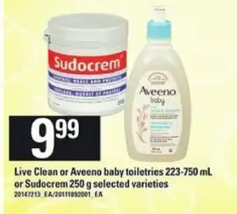 Loblaws Live clean or aveeno baby toiletries offer