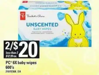 Loblaws PC 6X baby wipes offer