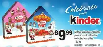 Loblaws Kinder classic or kinder pink advent calendar offer
