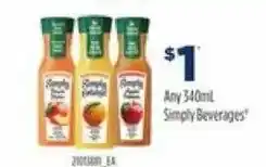 Loblaws Any 340ml simply beverages offer