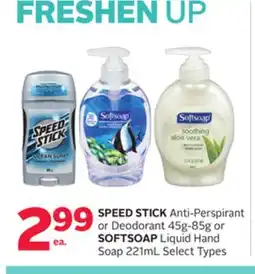 Rexall SPEED STICK Anti-Perspirant or Deodorant 45g-85g or SOFTSOAP Liquid Hand Soap 221mL offer