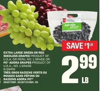 Independent City Market TRÈS GROS RAISINS VERTS OU ROUGES SANS PÉPINS OU RAISINS ADORA PC offer