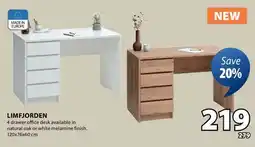 JYSK Limfjorden 4 drawer office desk offer