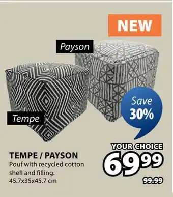 JYSK Tempe/Payson Pouf with recycled cotton shell and filling offer