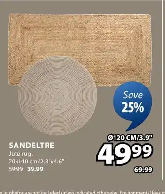 JYSK Sandeltre Jute Rug offer