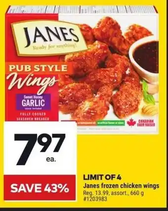 Giant Tiger Janes frozen chicken wings offer