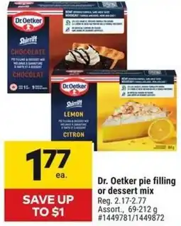 Giant Tiger Dr. Oetker pie filling or dessert mix offer