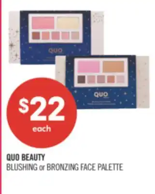 Shoppers Drug Mart QUO BEAUTY BLUSHING or BRONZING FACE PALETTE offer