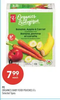 Shoppers Drug Mart PC ORGANICS BABY FOOD POUCHES 6's offer