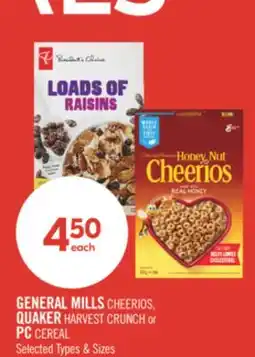 Shoppers Drug Mart GENERAL MILLS CHEERIOS, QUAKER HARVEST CRUNCH or PC CEREAL offer