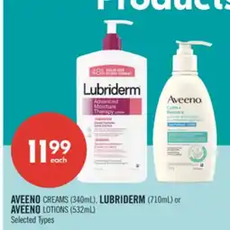 Shoppers Drug Mart AVEENO CREAMS (340mL), LUBRIDERM (710mL) or AVEENO LOTIONS (532mL) offer