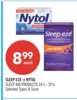 Shoppers Drug Mart SLEEP-EZE or NYTOL SLEEP AID PRODUCTS 16's- 20's offer