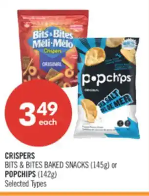 Shoppers Drug Mart CRISPERS BITS & BITES BAKED SNACKS (145g) or POPCHIPS (142g) offer