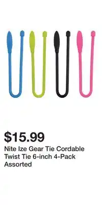 Mark's Nite Ize Gear Tie Cordable Twist Tie 6-inch 4-Pack Assorted offer
