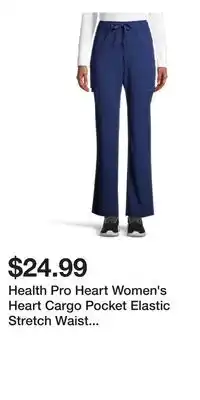 Mark's Health Pro Heart Women's Heart Cargo Pocket Elastic Stretch Waist with Drawstring Scrub Pants - Navy offer