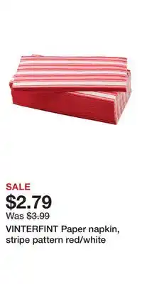 IKEA VINTERFINT Paper napkin, stripe pattern red/white offer