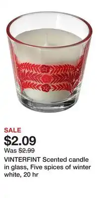 IKEA VINTERFINT Scented candle in glass, Five spices of winter white, 20 hr offer