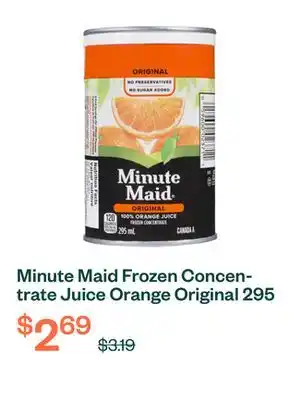 Voilà Minute Maid Frozen Concentrate Juice Orange Original 295 ml offer