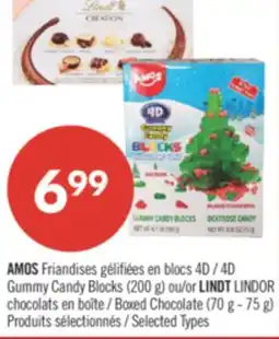 Pharmaprix AMOS 4D Gummy Candy Blocks (200 g) or LINDT LINDOR Boxed Chocolate (70 g - 75 g) offer