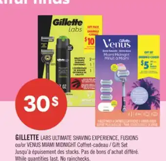 Pharmaprix GILLETTE LABS ULTIMATE SHAVING EXPERIENCE, FUSION5 or VENUS MIAMI MIDNIGHT Gift Set offer