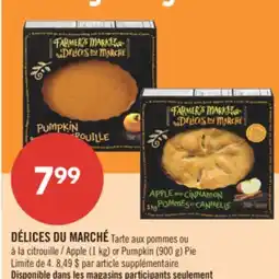 Pharmaprix DÉLICES DU MARCHÉ Apple (1 kg) or Pumpkin (900 g) Pie offer