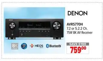 2001 Audio Video AVRS770H 7.2 or 5.2. 2 Ch. 75W 8K AV Receiver offer