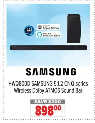 2001 Audio Video HWQ800D 5.1. 2 Ch Q-series Wireless Dolby ATMOS Sound Bar offer