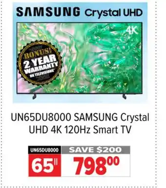 2001 Audio Video UN65DU8000 65 Crystal UHD 4K 120Hz Smart TV offer