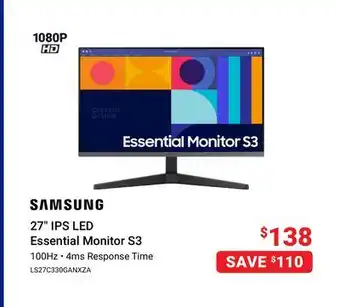 Visions Electronics SAMSUNG 27 IPS LED Essential Monitor S3 offer