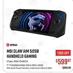 Canex MSI CLAW A1M 512GB HANDHELD GAMING offer