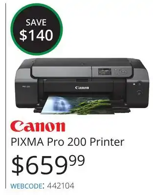 Vistek Canon PIXMA Pro 200 Printer offer