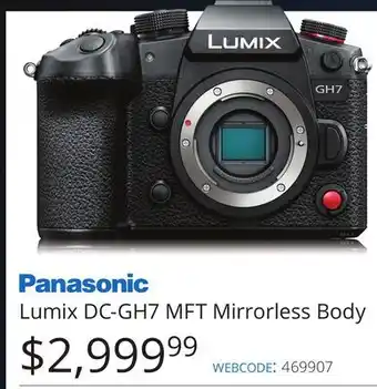 Vistek PANASONIC Lumix DC-GH7 MFT Mirrorless Body offer