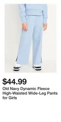 Old Navy Old Navy Dynamic Fleece High-Waisted Wide-Leg Pants for Girls offer