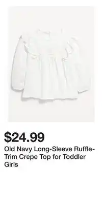 Old Navy Old Navy Long-Sleeve Ruffle-Trim Crepe Top for Toddler Girls offer