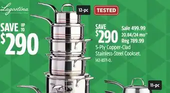 Canadian Tire Lagostina 5-Ply Copper-Clad Stainless-Steel Cookset offer